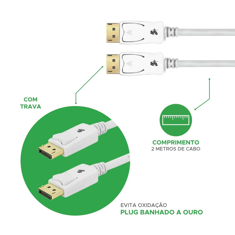 Imagem 4 de 4 do produto Cabo Displayport 1.2 Pix 018-7497, 2M, Com trava