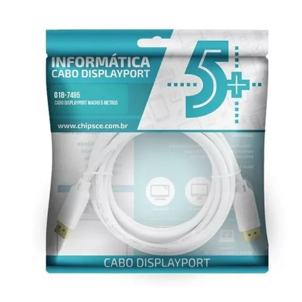 Imagem 2 de 4 do produto Cabo Displayport Macho X Displayport Macho Chip Sce, Versão 1.2, 4K