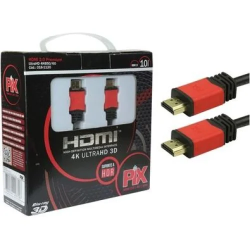 Imagem 2 de 4 do produto Cabo Pix HDMI 10m Blindado 2.0 Ethernet 10 Metros 4k 3d 2160p 018-1120