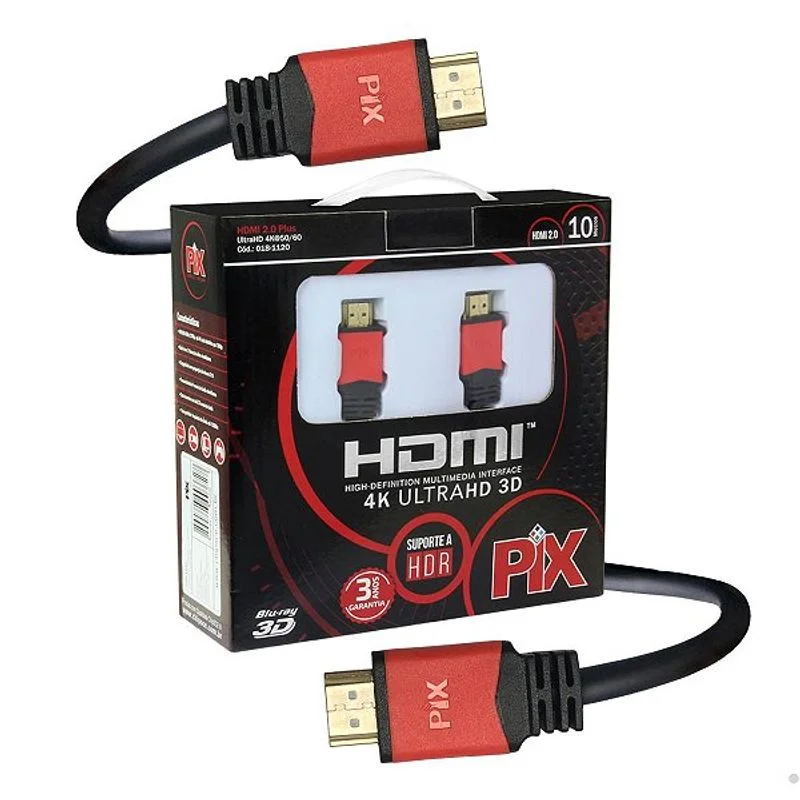 Imagem 3 de 4 do produto Cabo Pix HDMI 10m Blindado 2.0 Ethernet 10 Metros 4k 3d 2160p 018-1120