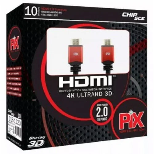 Imagem 4 de 4 do produto Cabo Pix HDMI 10m Blindado 2.0 Ethernet 10 Metros 4k 3d 2160p 018-1120
