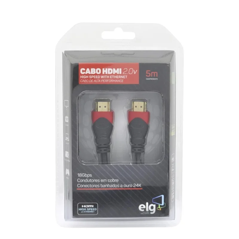 Imagem 3 de 5 do produto Cabo HDMI Elg Hs2050 2.0v 4k 3d High Speed Ethernet 5 Metros