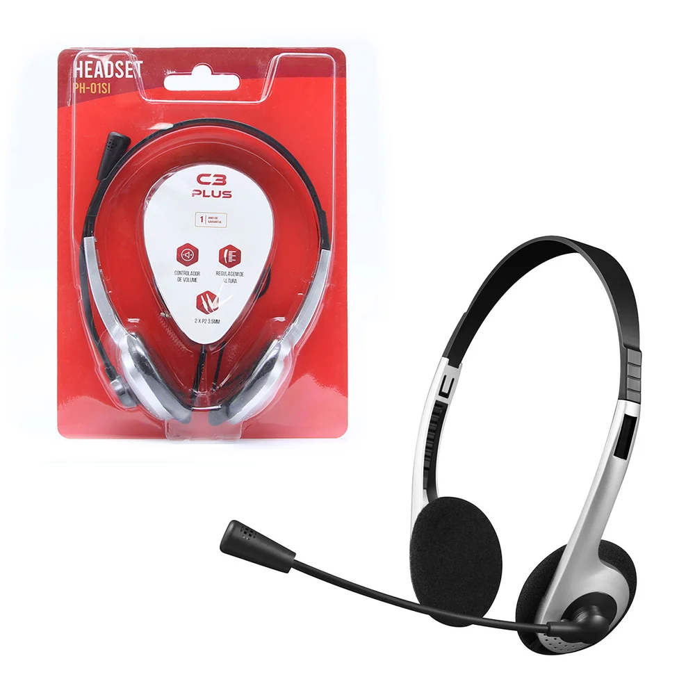 Imagem 3 de 5 do produto Fone De Ouvido C3tech, Ph-01si, P2 3.5 Mm, Voip, Prata