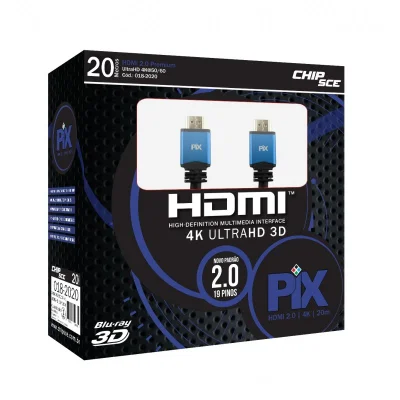 CABO HDMI 20MTS VERSAO 20 4K ULTRA HD 19 PINOS PIX 018-2020
