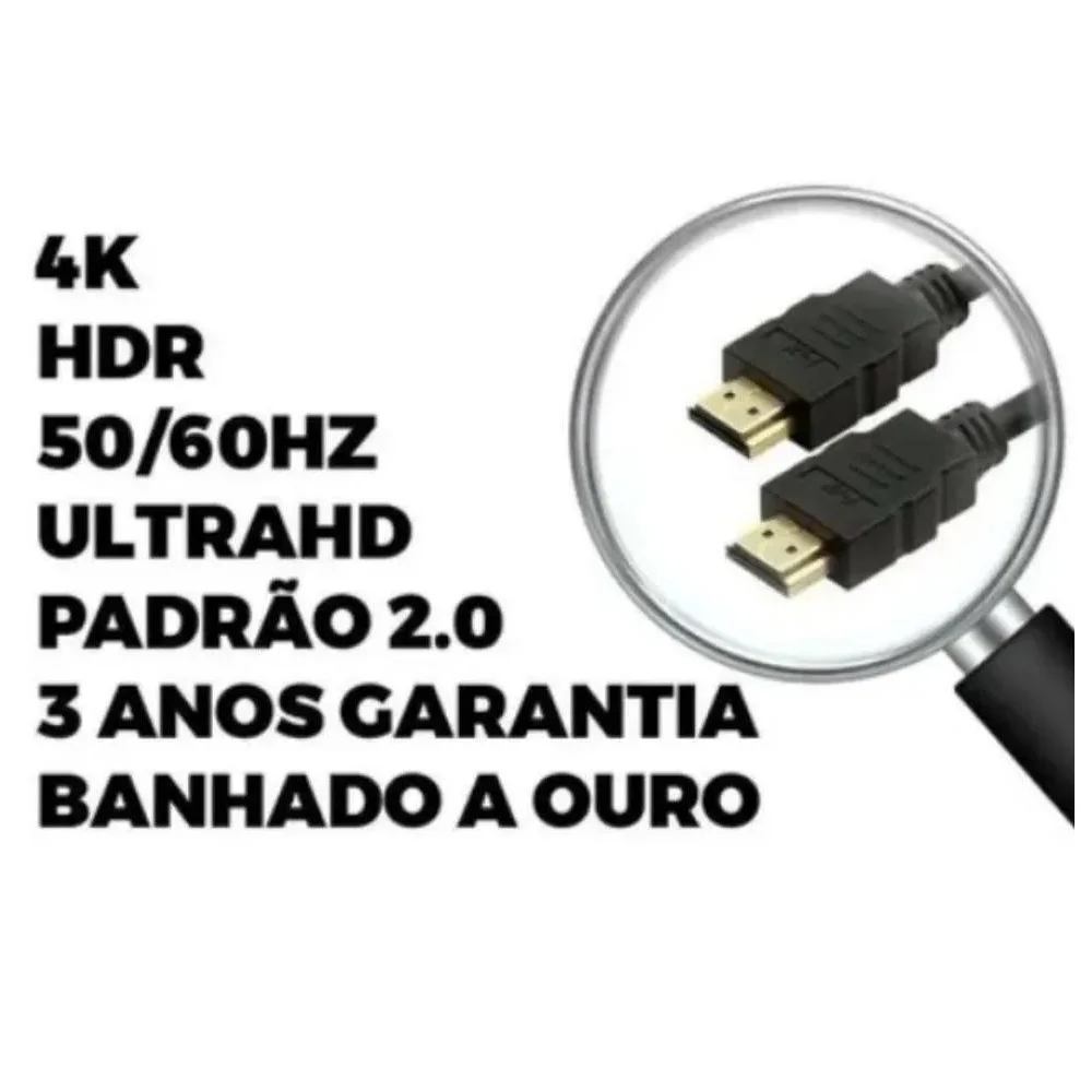 Imagem 2 de 5 do produto Cabo HDMI 2.0, 4K, 3D Ultra HD, 19 Pinos, Tv Compatível Com PS3 PS4 PS5, 2 Metros - 018-2222