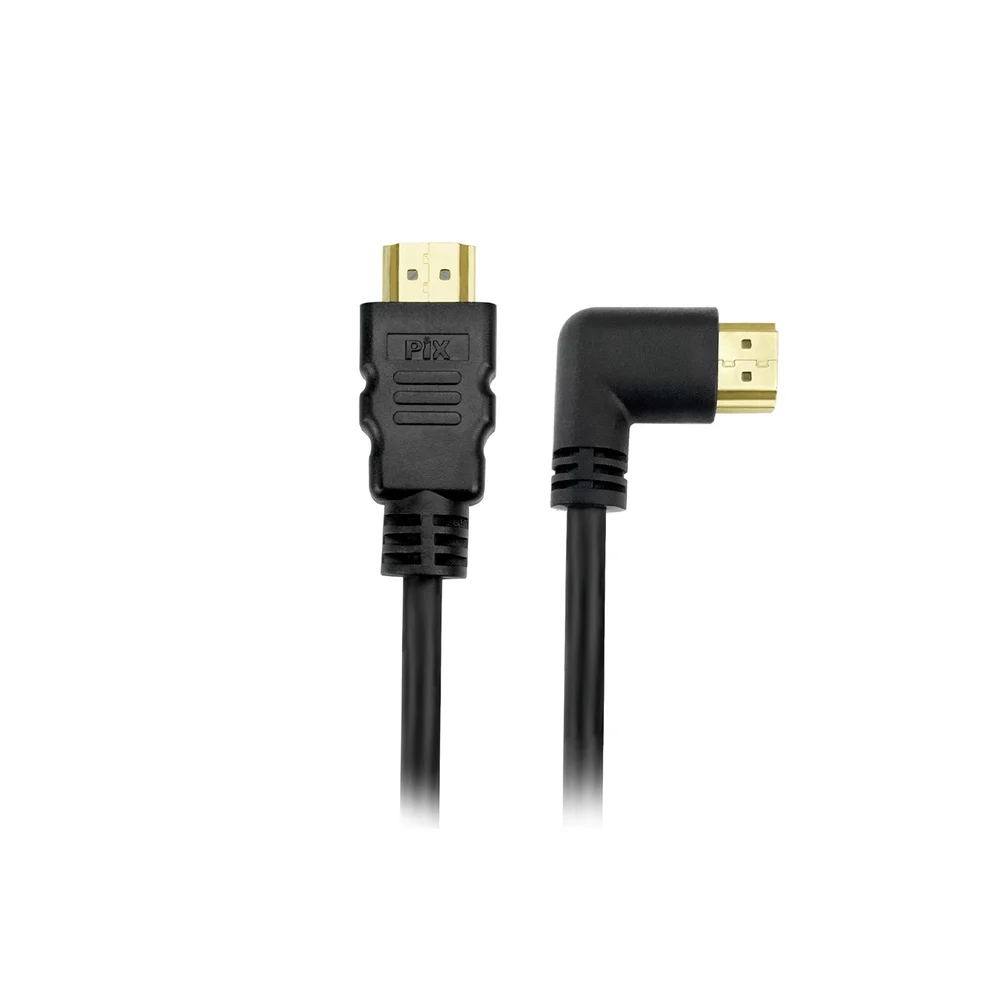 Imagem 2 de 4 do produto Cabo HDMI Pix 90 Graus 2M 2.0 3d 4k 19 Pinos, 018-3322