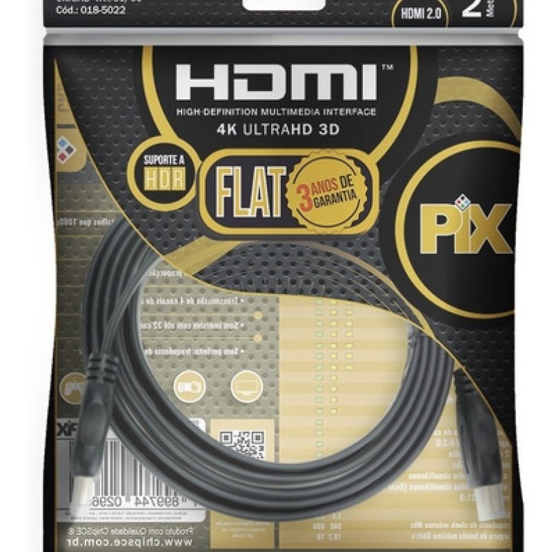 Cabo HDMI FLAT GOLD - 2.0 4K HDR 19P 2M 018-5022