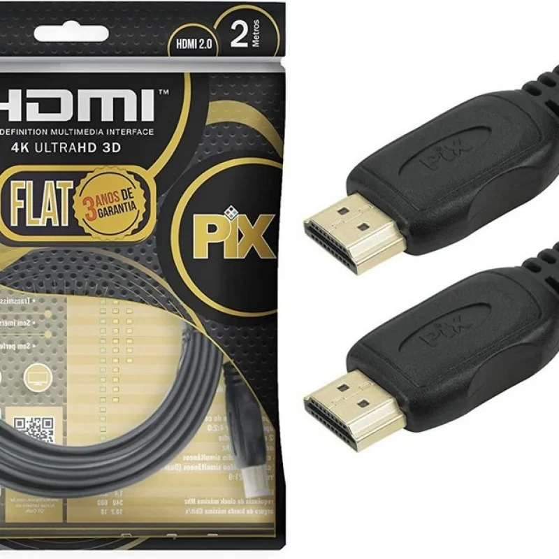 Imagem 3 de 4 do produto Cabo HDMI FLAT GOLD - 2.0 4K HDR 19P 2M 018-5022