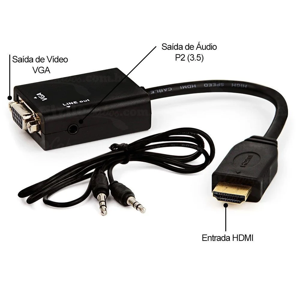 Cabo Conversor exbom HDMI-VGA com audio 1080p