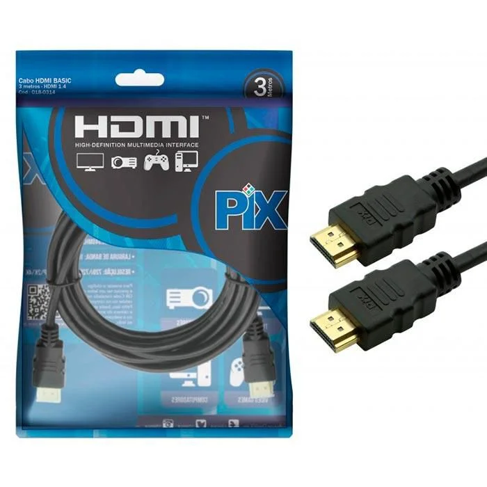 Imagem 4 de 4 do produto Cabo HDMI Pix Gold 1.4 4k 3d Ultra Hd 15p 3 Metros Xbox Ps4 018-0314