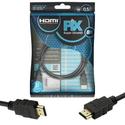Cabo HDMI Pix Gold 2.1, 8K HDR, 19P, 50cm - 018-1055