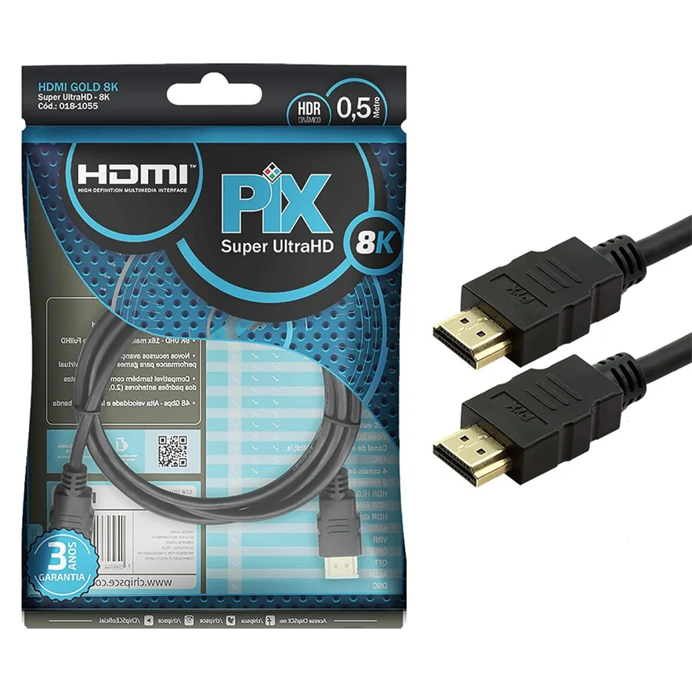 Imagem 4 de 4 do produto Cabo HDMI Pix Gold 2.1, 8K HDR, 19P, 50cm - 018-1055