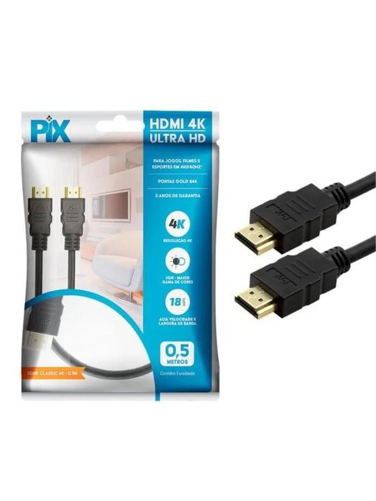 Imagem 3 de 5 do produto Cabo HDMI Gold 2.0 - 4k Hdr 19p 0 5m