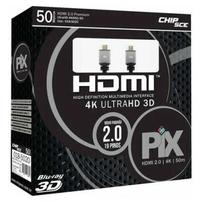 Cabo HDMI Plus Chip Sce, 2.0, 4K HDR, 19P, 50M, Com Filtro - 018-5020