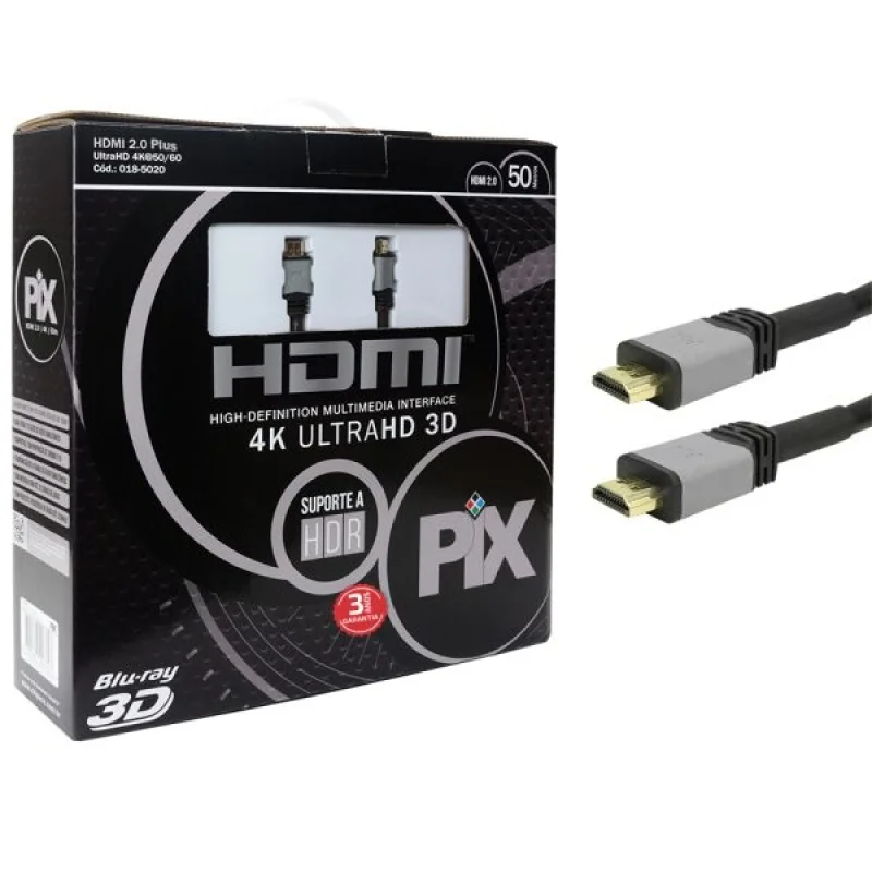 Imagem 3 de 3 do produto Cabo HDMI Plus Chip Sce, 2.0, 4K HDR, 19P, 50M, Com Filtro - 018-5020