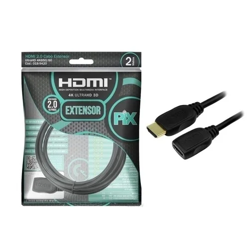 Imagem 3 de 5 do produto Cabo HDMI Pix Macho X HDMI Fêmea Extensor 4k HDR 018-9420 2m