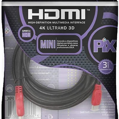 Cabo Mini HDMI X HDMI 2.0, Pix, Ultra HD 4K, 3D, HDR, 5 Metros - 018-9402