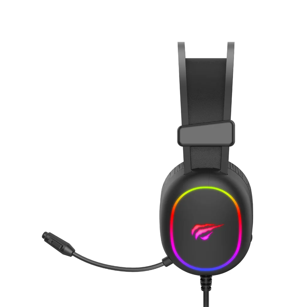 Imagem 2 de 5 do produto Headset Gamer Havit H2016d, RGB, Drivers 50mm, Com Cabo 2 P2 3.5mm, 7.1 Surround, Para Pc, Preto