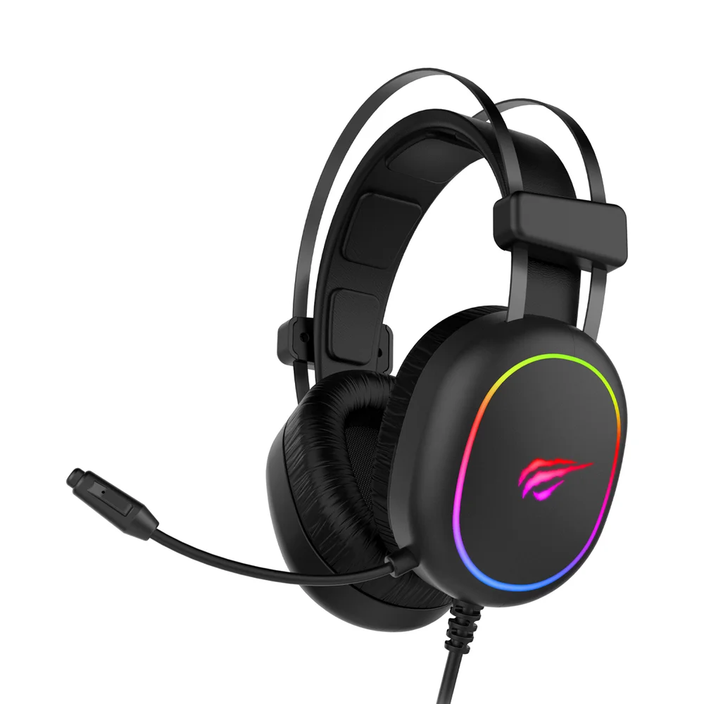 Imagem 5 de 5 do produto Headset Gamer Havit H2016d, RGB, Drivers 50mm, Com Cabo 2 P2 3.5mm, 7.1 Surround, Para Pc, Preto