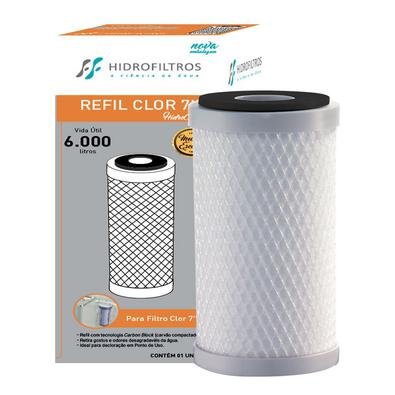 O elemento filtrante Carbon Block é produzido com carvão ativado. A formação do refil é feita através da compactação do carvão, ou seja, todo o corpo