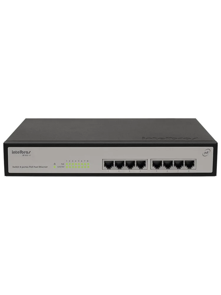 Imagem 2 de 4 do produto Switch Intelbras Sf802af 8 Portas 10/100 Poe - 4760004