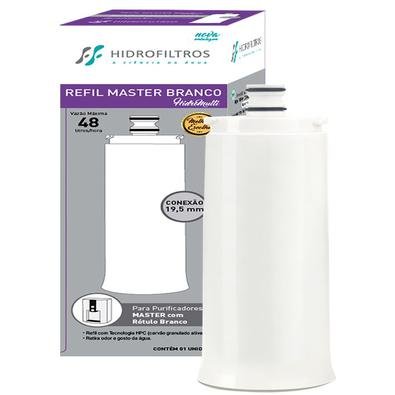 903-0508 REFIL MASTER BRANCO O Refil Master branco da Hidrofiltros possui Tecnologia HPC (carvão granulado ativado) e sais minerais. Aplicável para
