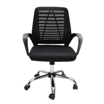 Cadeira De Escritório Diretor Tela Mesh Simples Com Sistema Relax Giratória Ribs Preta