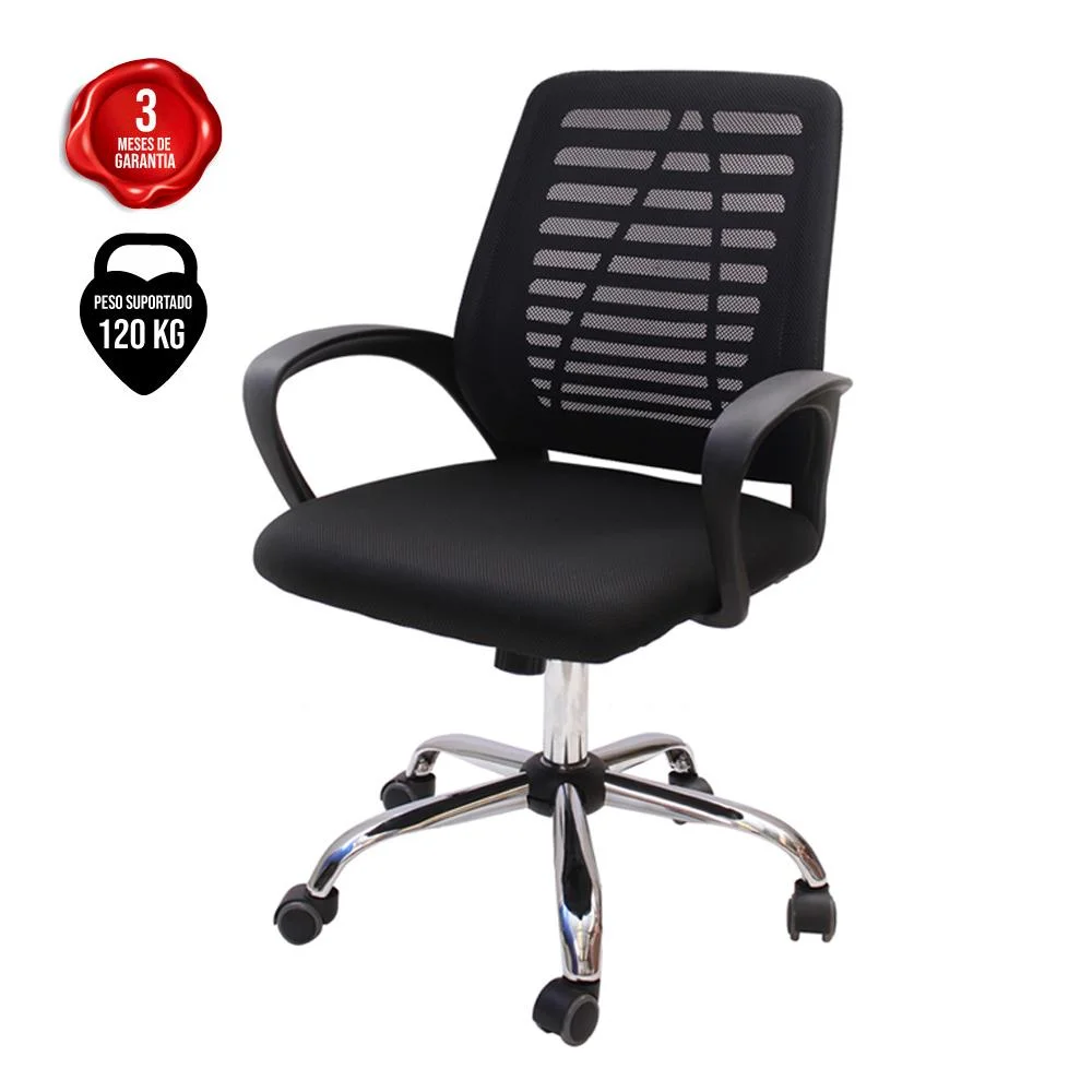 Imagem 3 de 5 do produto Cadeira De Escritório Diretor Tela Mesh Simples Com Sistema Relax Giratória Ribs Preta