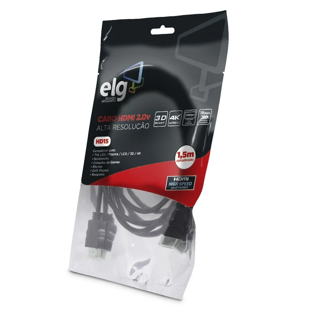 Imagem 5 de 5 do produto Cabo HDMI Elg 2.0v 4k 3d Ready 1.5 Metros Hd15 Colour Spaces