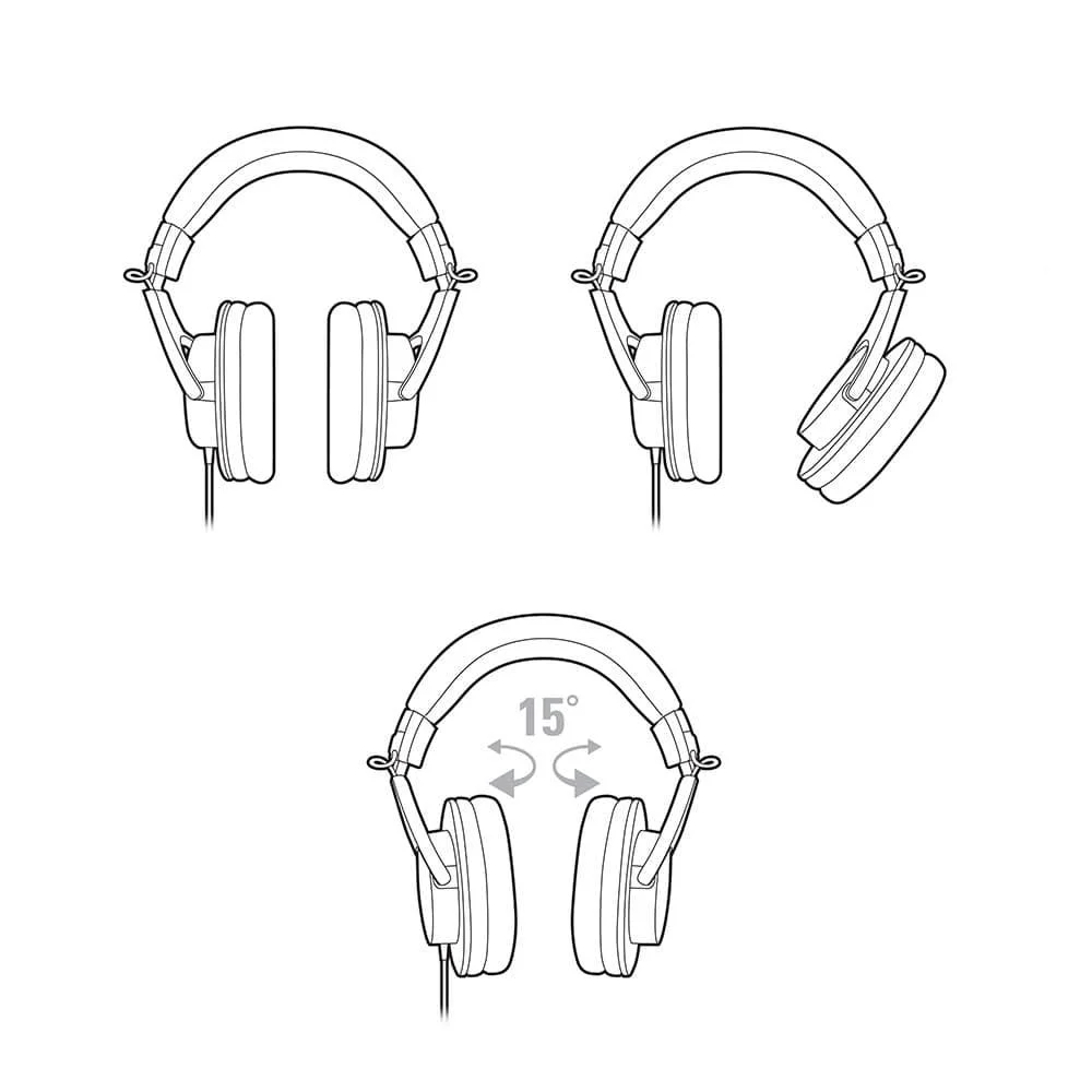 Imagem 3 de 5 do produto Headset Profissional Monitor De Estúdio Audio-technica Ath-m20x Preto P2 E P10 Dobrável - Ath-m20x