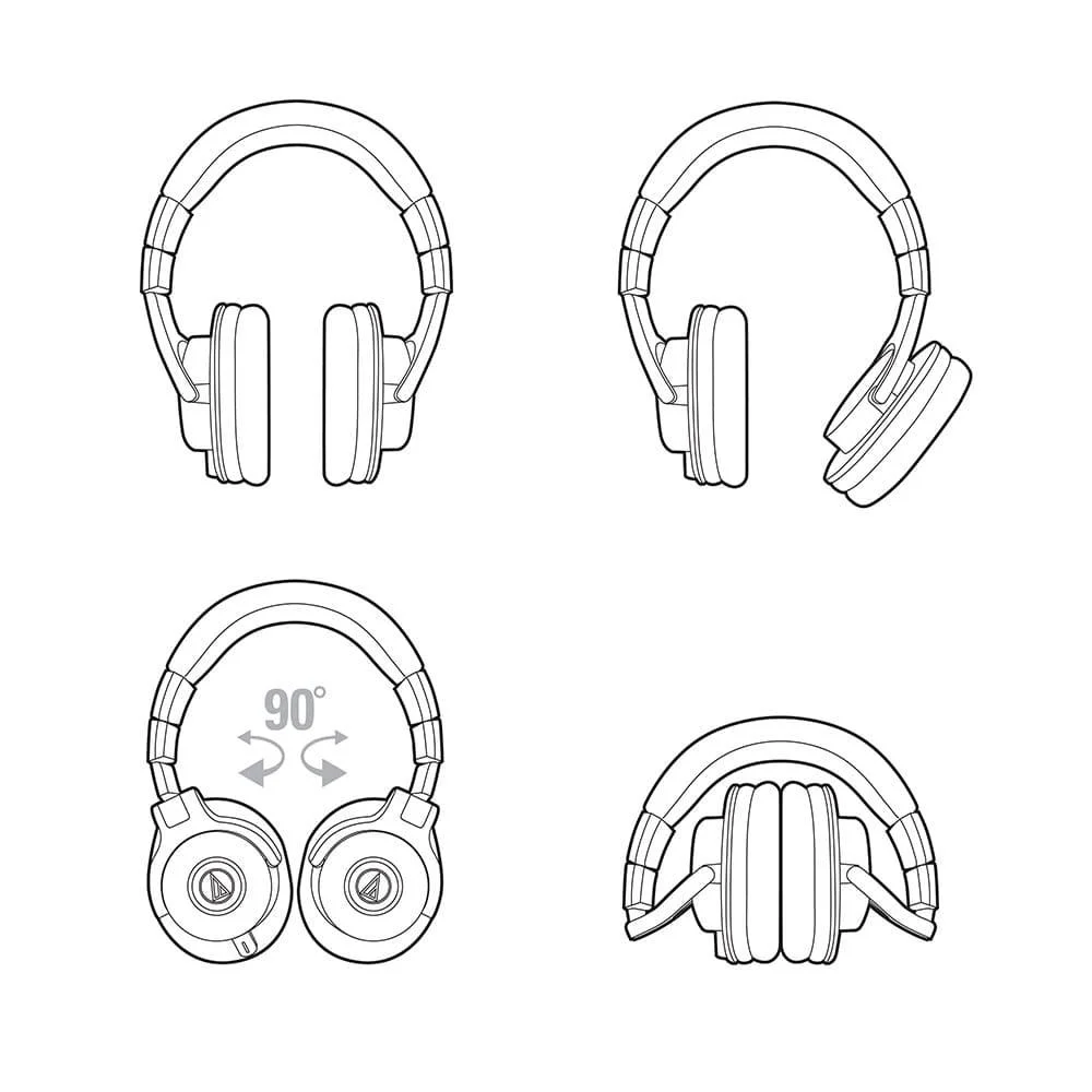 Imagem 2 de 5 do produto Headset Profissional Monitor de Estúdio Audio-Technica ATH-M40x Preto P2 e P10 Dobrável - ATH-M40x