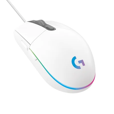 Mouse Gamer Logitech G Óptico 8000DPI 6 Botões - G203 Lightsync - Branco