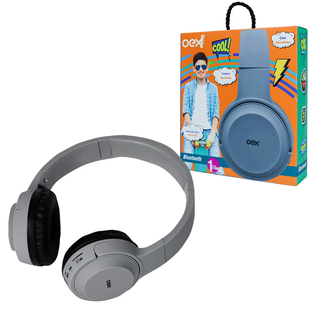 Imagem 2 de 3 do produto Fone De Ouvido Infantil Oex Pop Hs315, Bluetooth (versão 5.0), Cinza