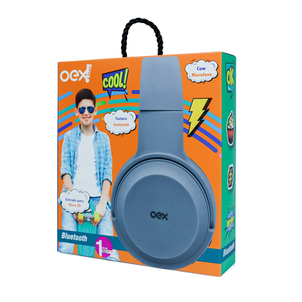 Imagem 3 de 3 do produto Fone De Ouvido Infantil Oex Pop Hs315, Bluetooth (versão 5.0), Cinza