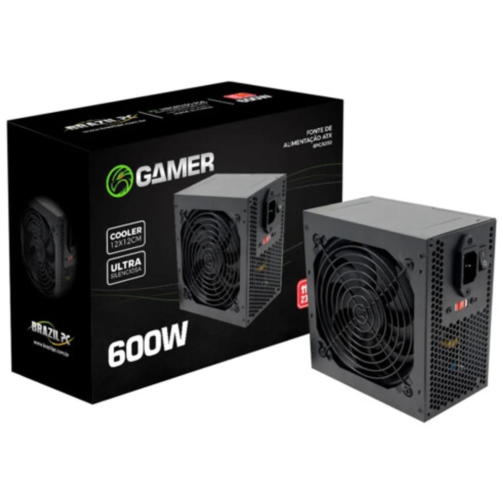 Fonte Brasil Pc, ATX, 600W Real, 24 Pinos Box - Bpc/6350