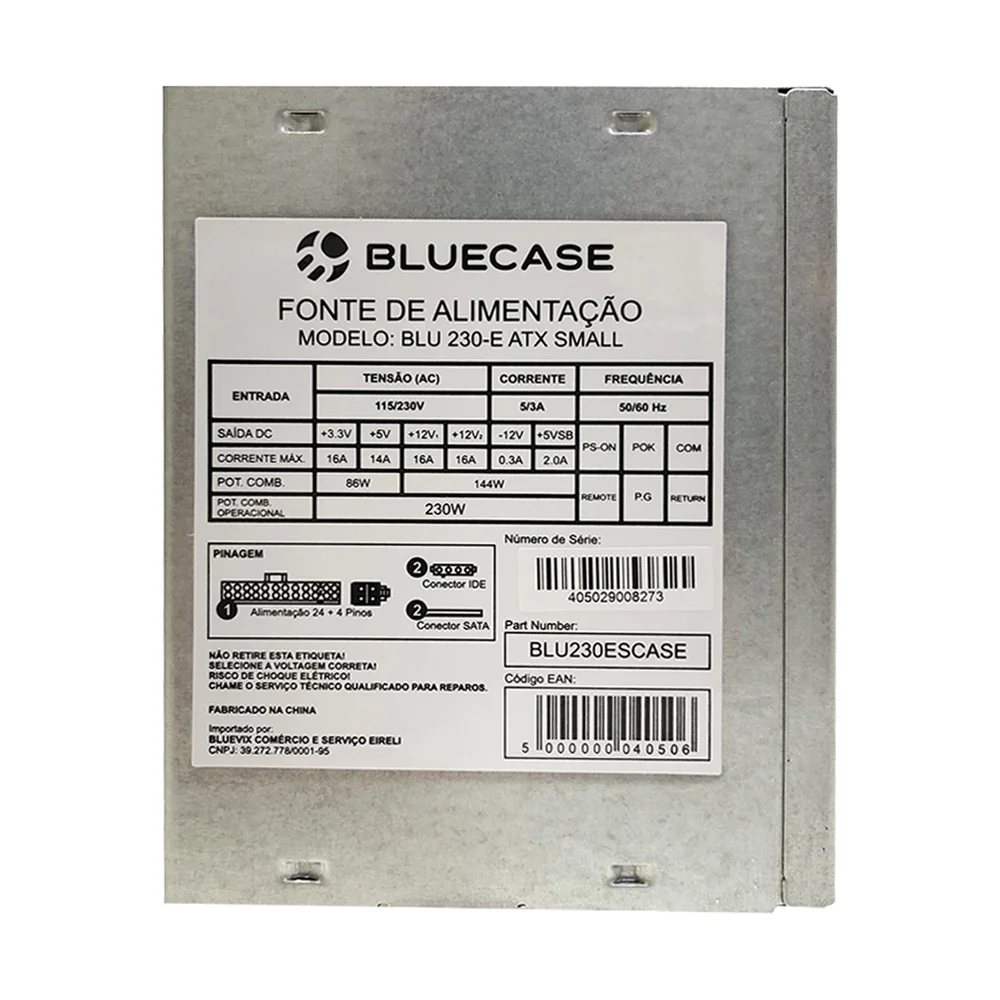 Imagem 5 de 5 do produto Fonte Bluecase ATX, 230W, Com Cabo, BLU230-E