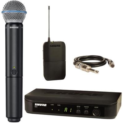 Sistema sem Fio BLX14BR-J10 com Microfone BLX2/B58-J10BLX14Sistema sem fio O sistema de guitarra sem fio Shure mais acessível, com configuração simple