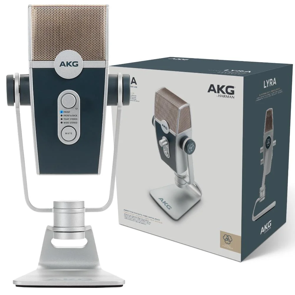 Microfone AKG Lyra Podcast USB Multimodo KaBuM