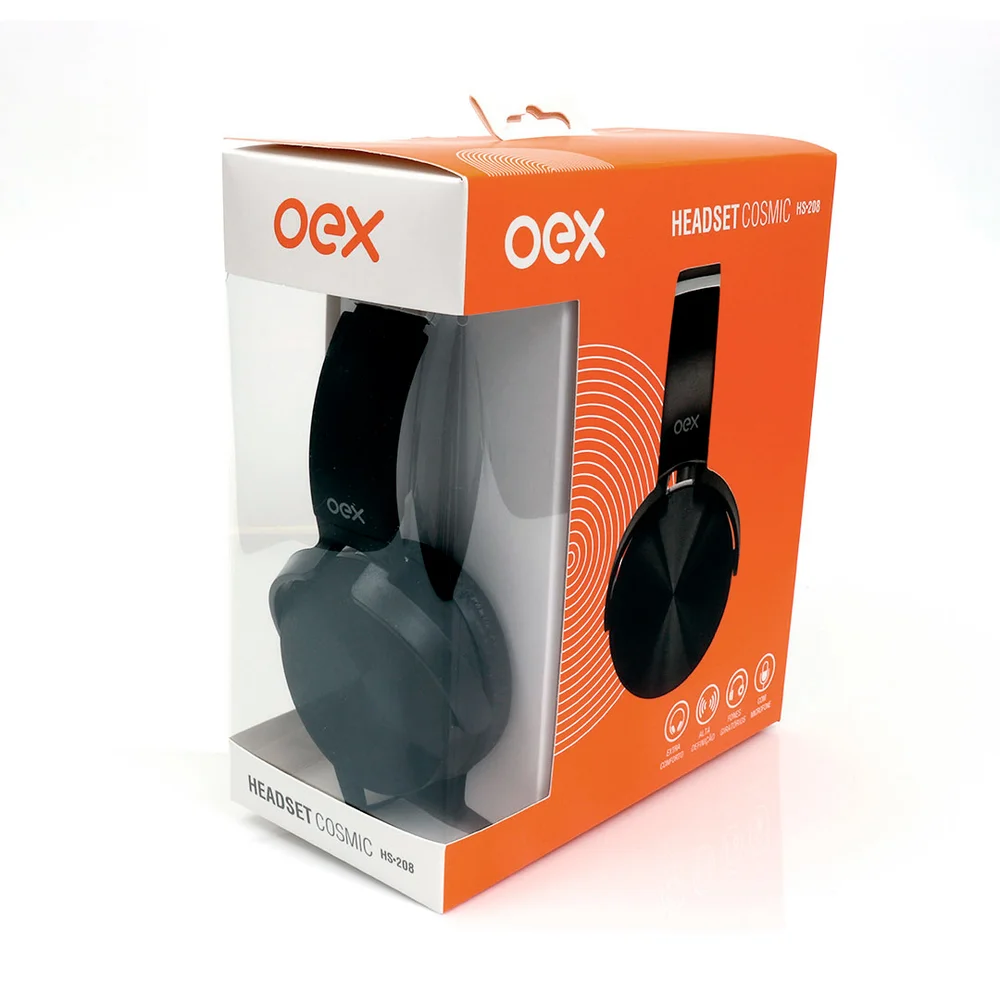 Imagem 2 de 5 do produto Fone De Ouvido Oex Cosmic Com Microfone P3 3,5mm Preto - Hs208