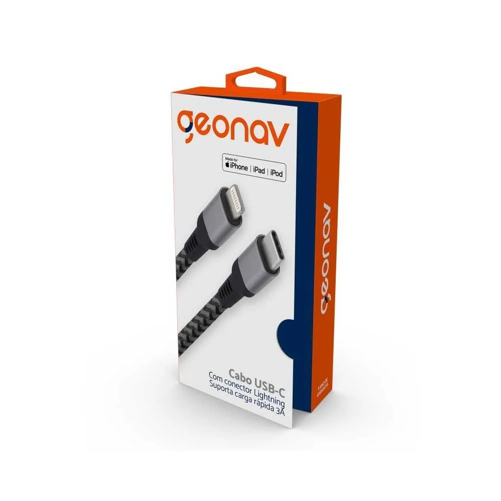 Imagem 5 de 5 do produto Cabo Lightning Geonav Liuc01 USB-C De Nylon Trancado 1.5m