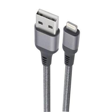 Cabo Micro Usb, Nylon Trançado, 1mt, Cinza Escuro