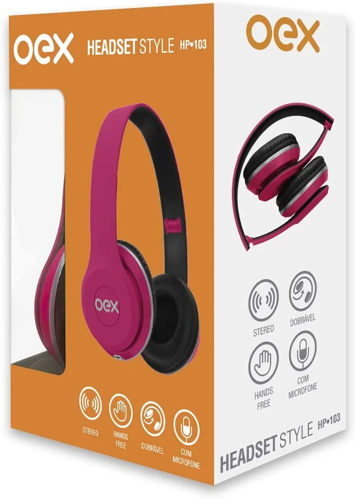 Imagem 3 de 3 do produto Fone De Ouvido Oex Hp103 Headphone Com Microfone Style Rosa