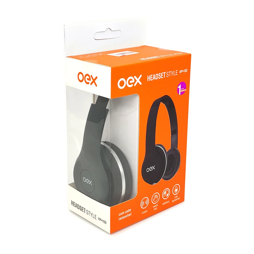 Imagem 4 de 5 do produto Fone De Ouvido Oex Style Hp103, P2 De 3.5mm, Preto Dobrável - Função Hands Free
