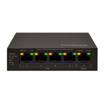 Switch 5 Portas Fast Ethernet Com 4 Portas Poe Sf 500 Poe Intelbras