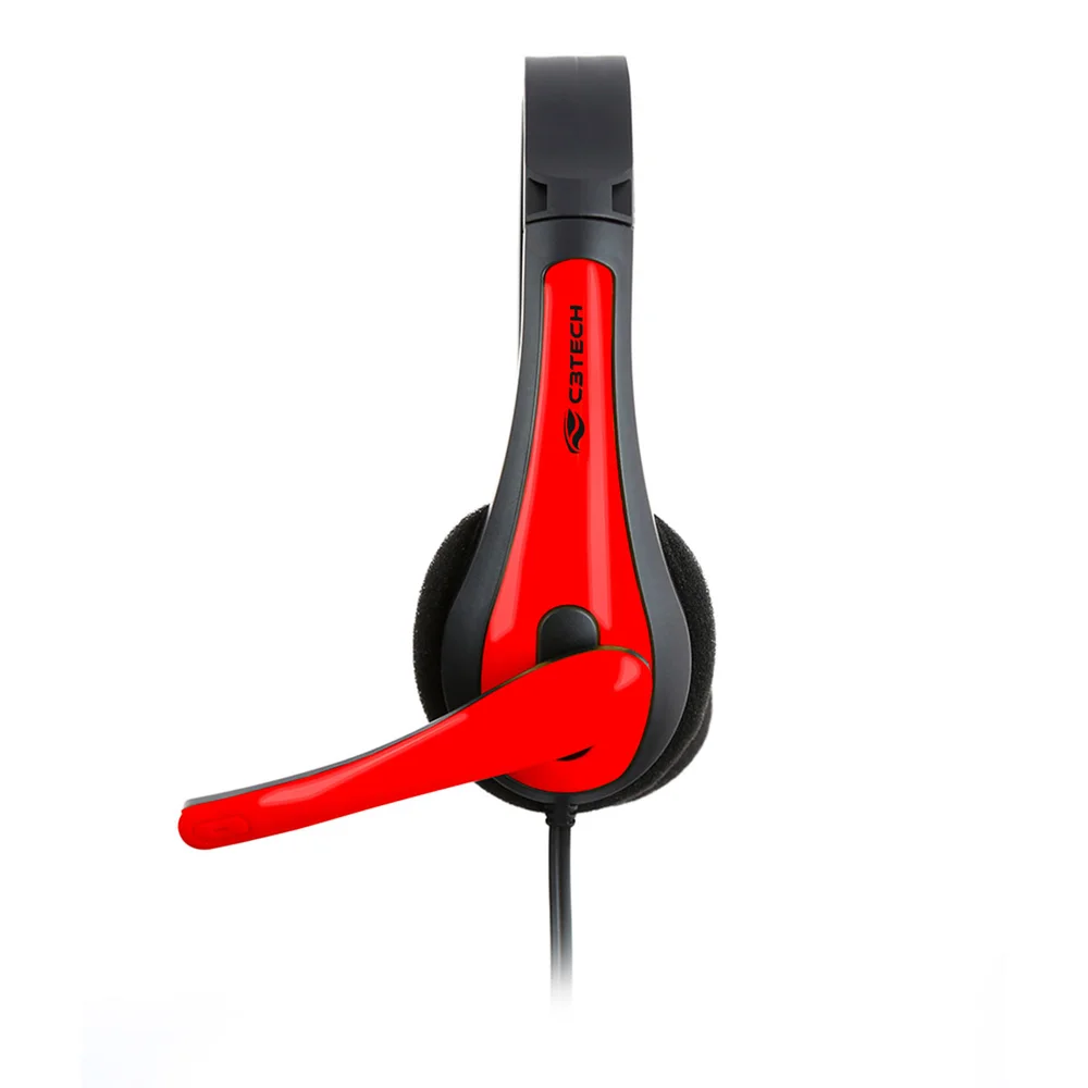 Imagem 2 de 5 do produto Headset Gamer C3tech C/microfone P2 Preto E Vermelho Ph-30bk