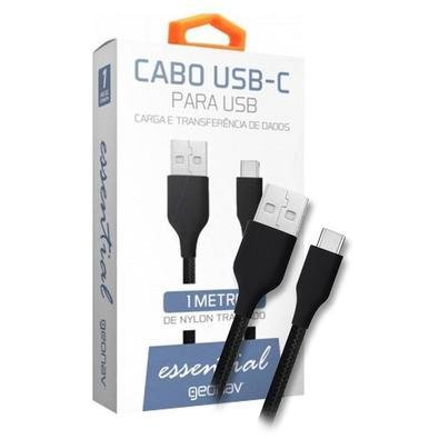 Cabo Usb-c Para Usb - 1 Metro - Usb Tipo C - Revestido De Nylon Trançado - Geonav Essential Esc05