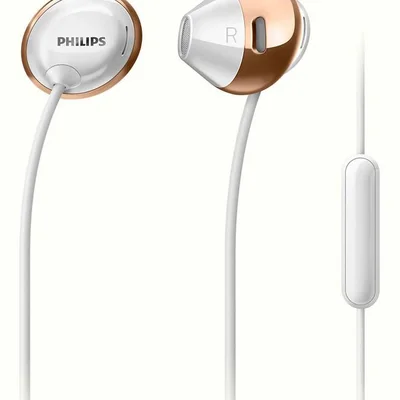Fone De Ouvido Intra-auricular Philips She4205wt00 - Com Microfone - Conector 3.5mm - Branco E Dourado