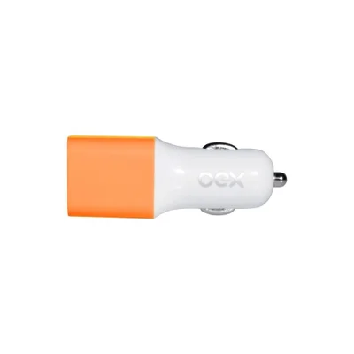 Carregador Automotivo Veicular 2 Entradas Usb Oex Cg101 Laranja