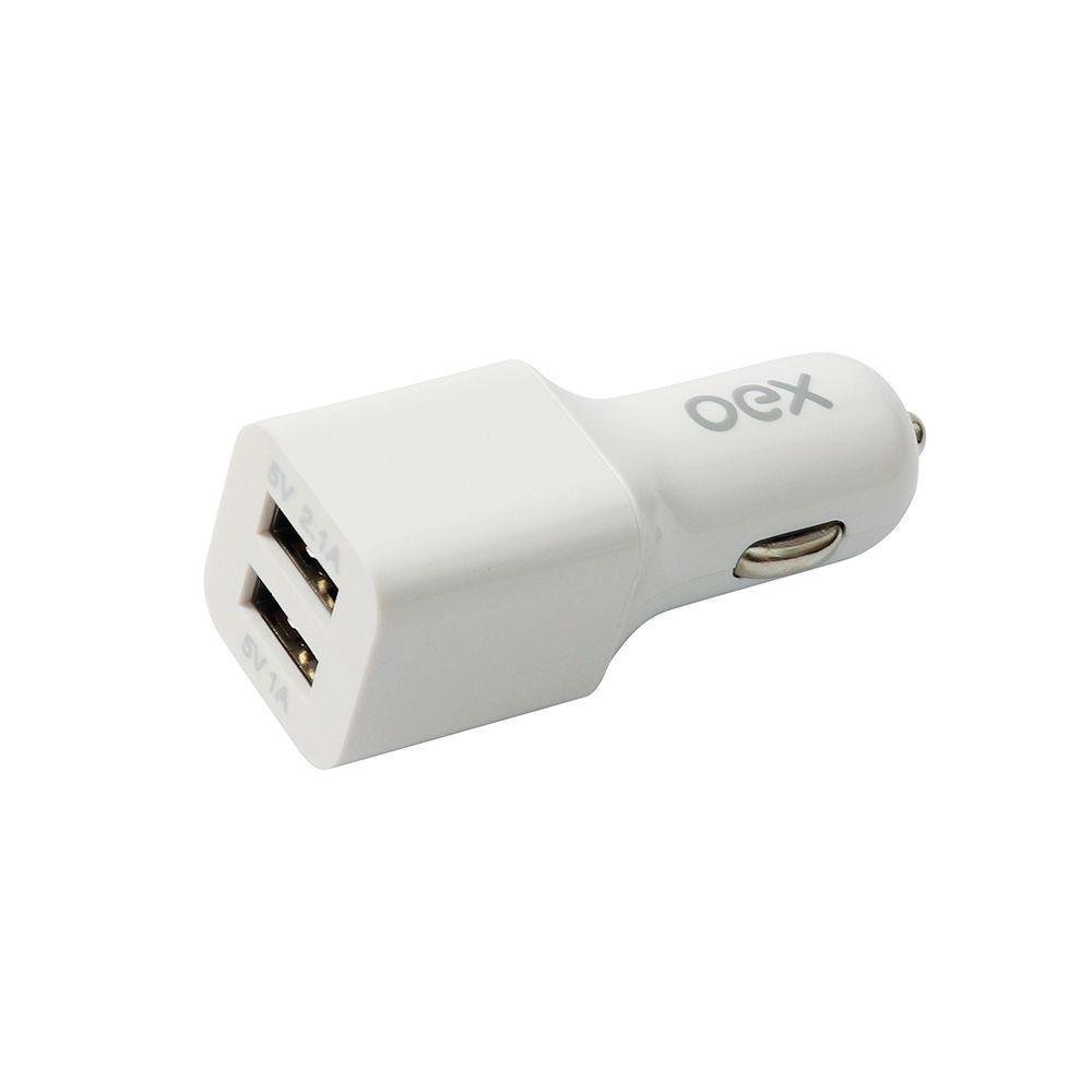 Carregador Automotivo Veicular Oex Cg101 Usb Branco