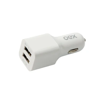 Carregador Automotivo Veicular Oex Cg101 Usb Branco